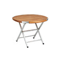 Foldable Round Wooden Table with Aluminum Frame