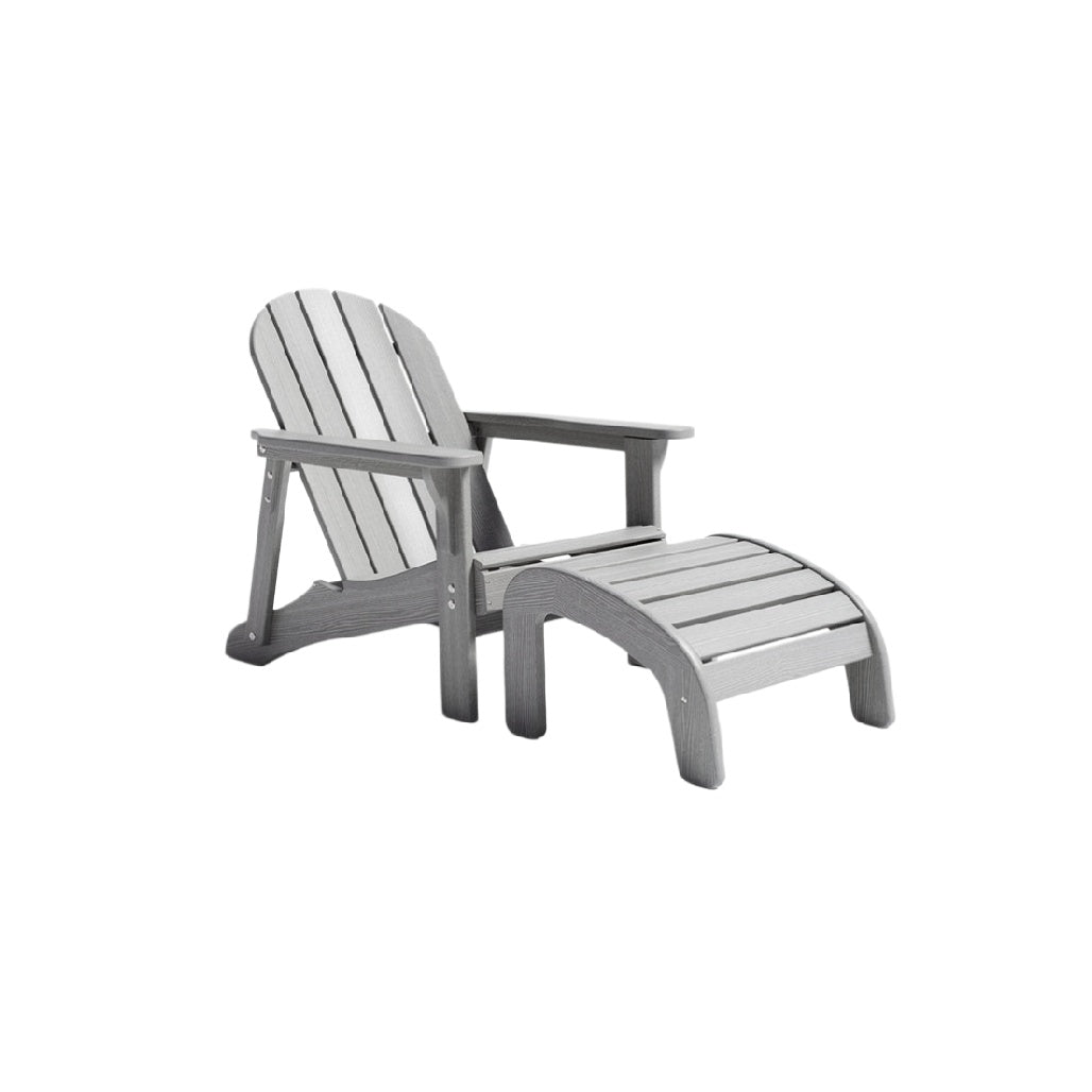 Modern Grey Adirondack Chair with Footrest for Outdoor Comfort