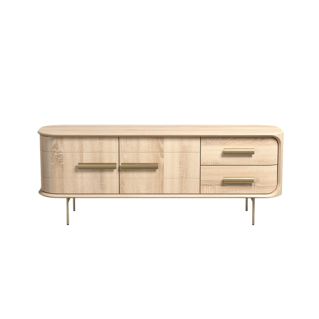 Modern Minimalist Wooden Sideboard with Gold Handles